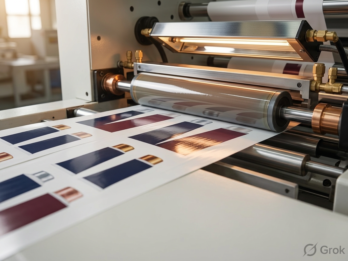 Inline flexographic printing of UV varnish on tube web