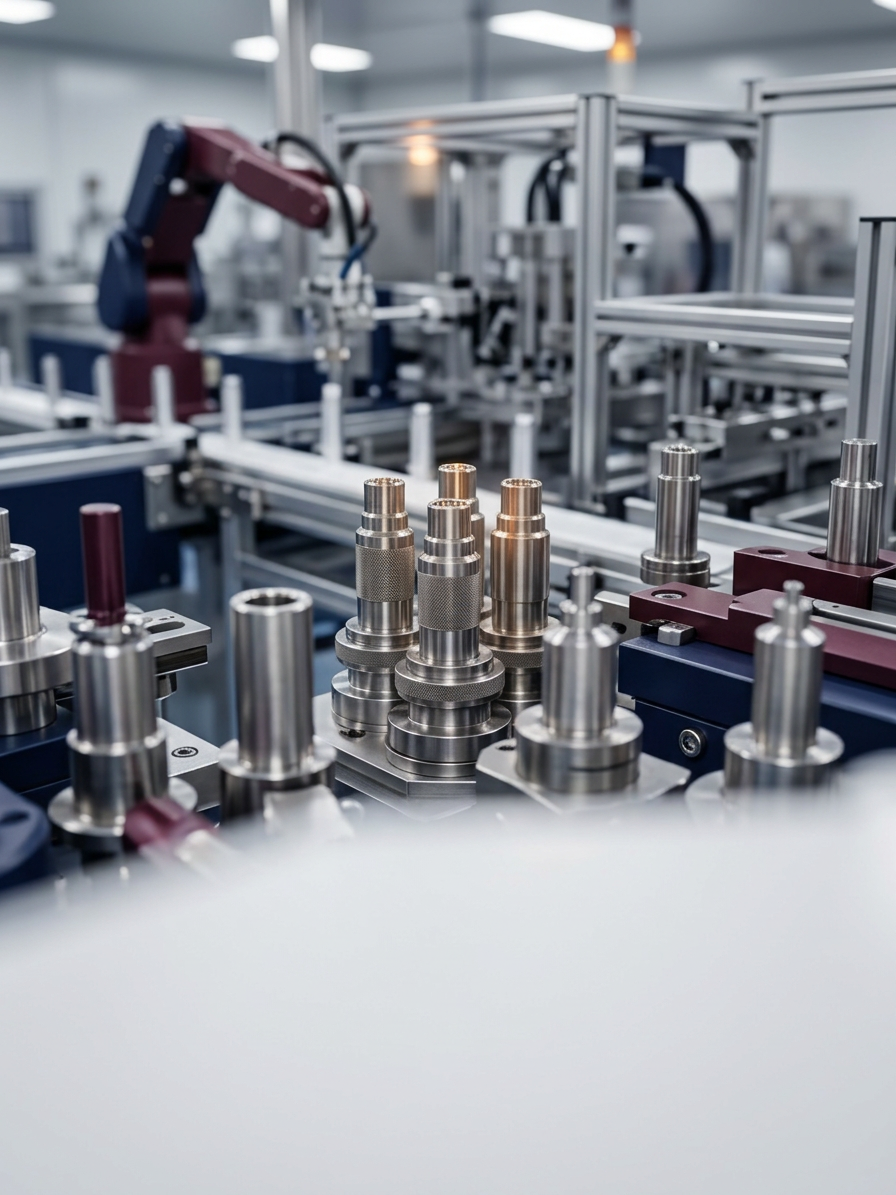 Automated rotary tube heading mandrels on factory floor
