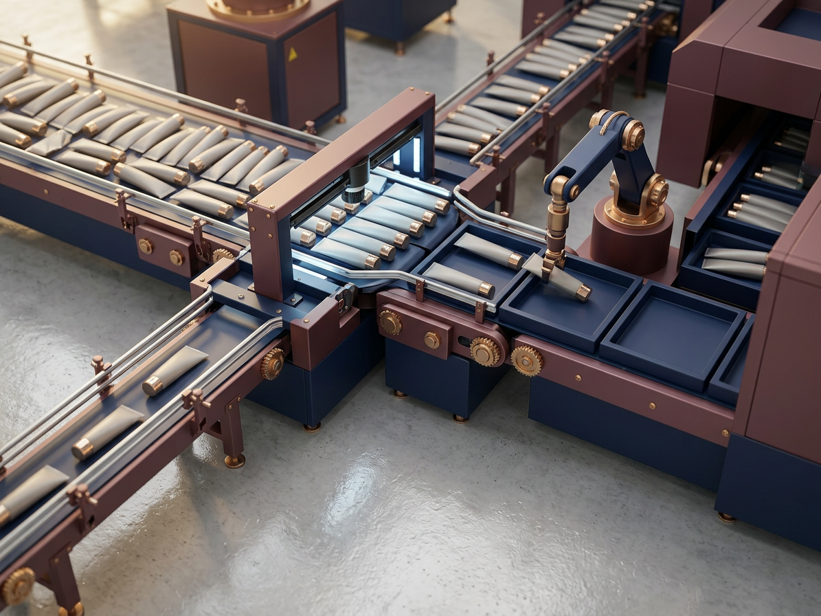 Finished laminated tubes on automated production line