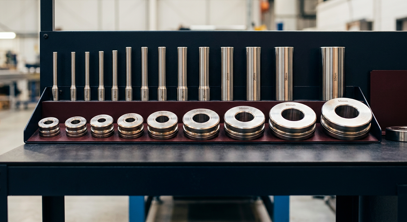 Interchangeable tube forming mandrels and calibrated tooling