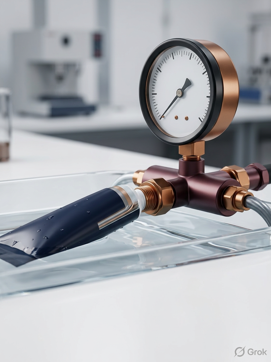 Laboratory burst testing apparatus inspecting a laminated tube